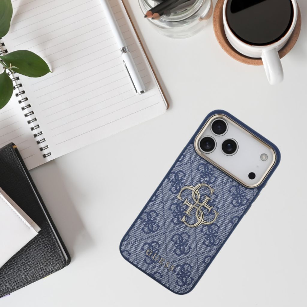 Guess 4G Classic Logo -kuori  iPhone 18 Pro Max/17 Pro Max:lle - Sininen/Kulta