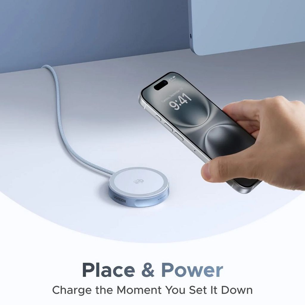 UGREEN trådløs lader MagFlow 25W, 1,5m – blå