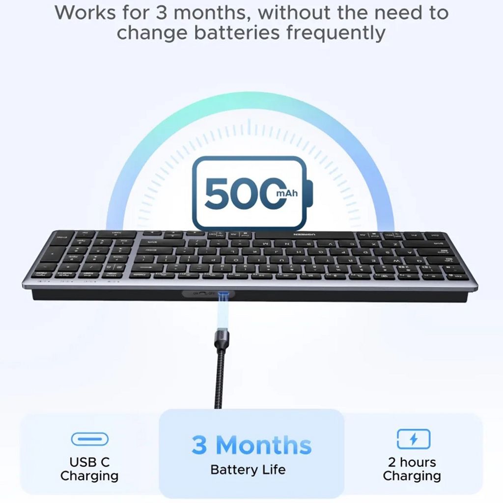 UGREEN K552 trådløst tastatur Bluetooth / WiFi 2.4G - sort