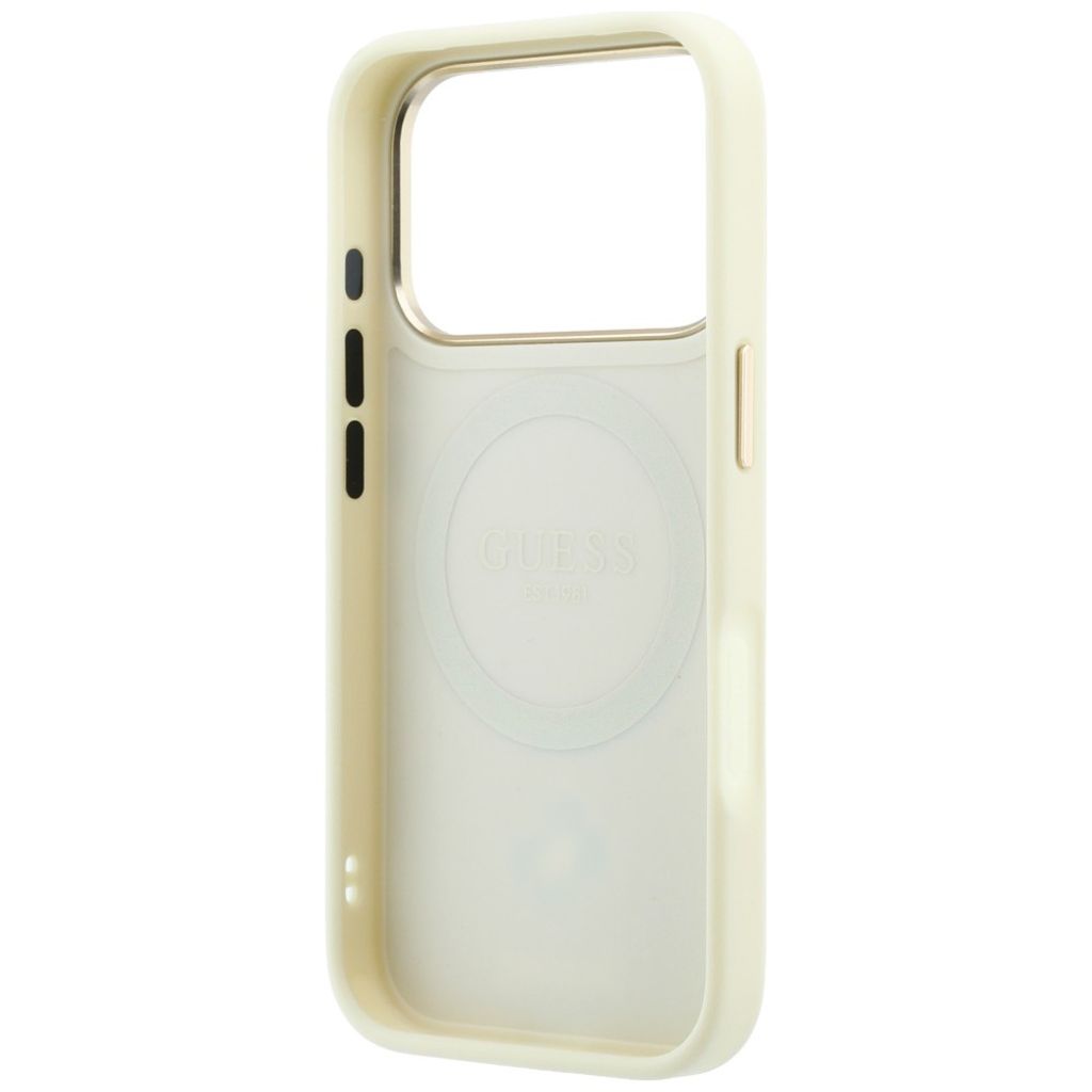 Guess Stripe Peony 4G Logo MagSafe -kuori  iPhone 18 Pro:lle - Beige