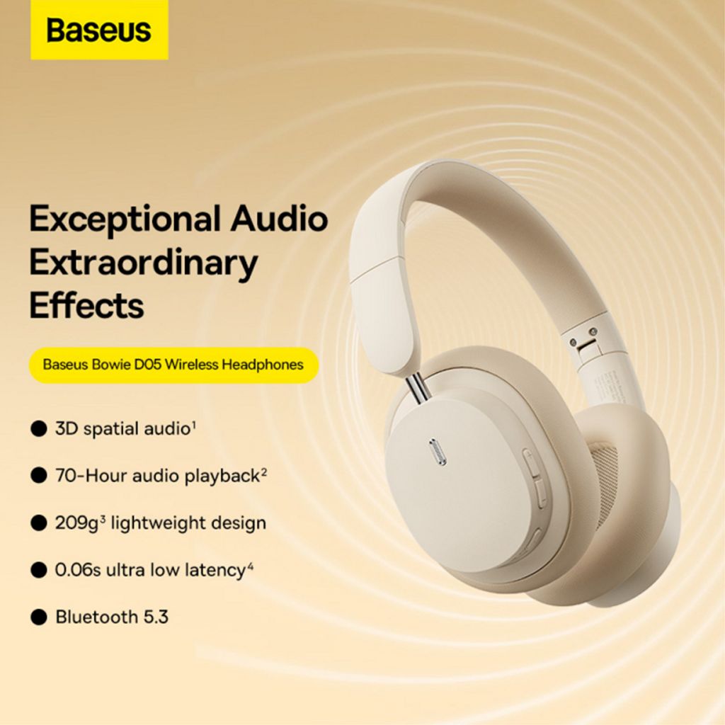 Baseus Bluetooth-kuulokkeet Over-Ear Bowie D05 - Kermanvalkoinen