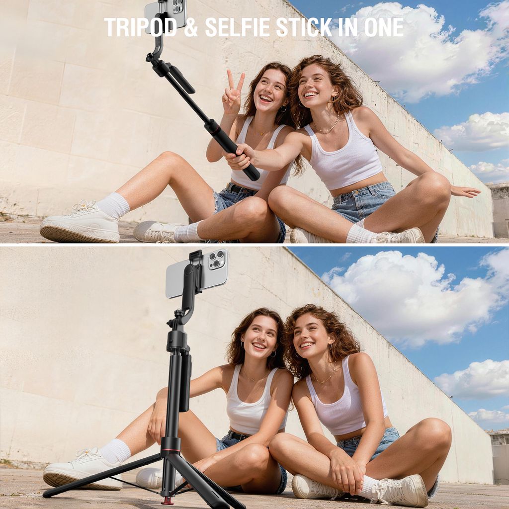 4Smarts 360° AI-stativ/selfiestang med ansiktssporing/fjernkontroll, 176 cm