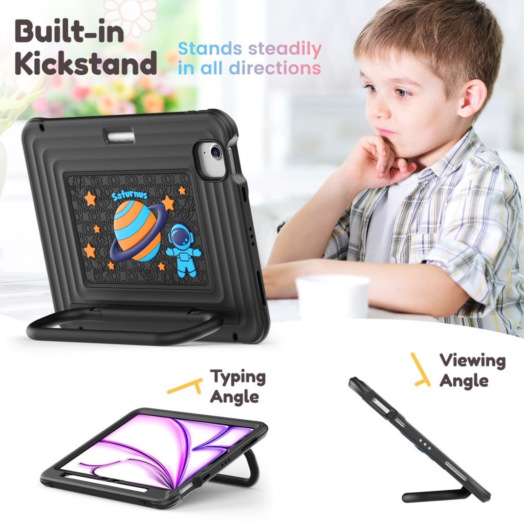 Lasten kuori jalustalla iPad Airille/Prolle 11" - musta