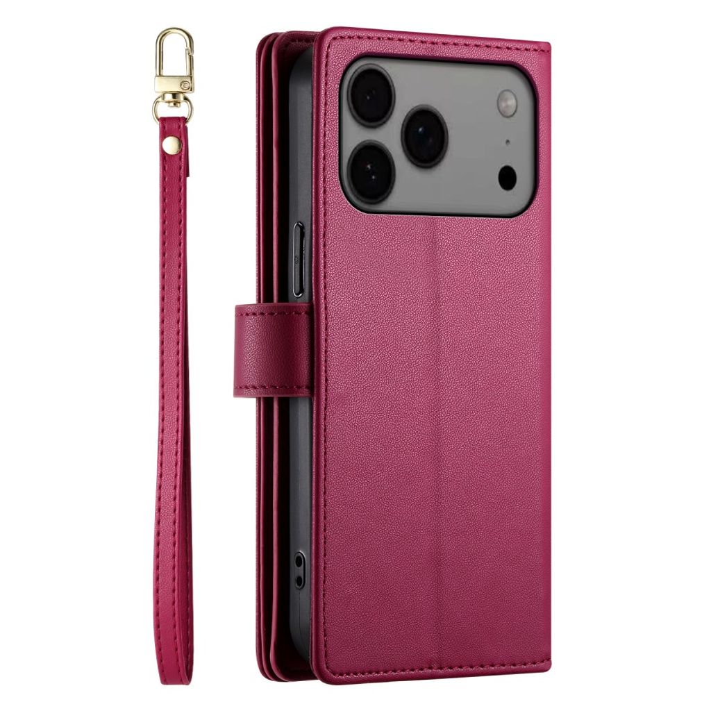 iPhone 17 Pro Max Plånboksfodral med Bärrem - Röd