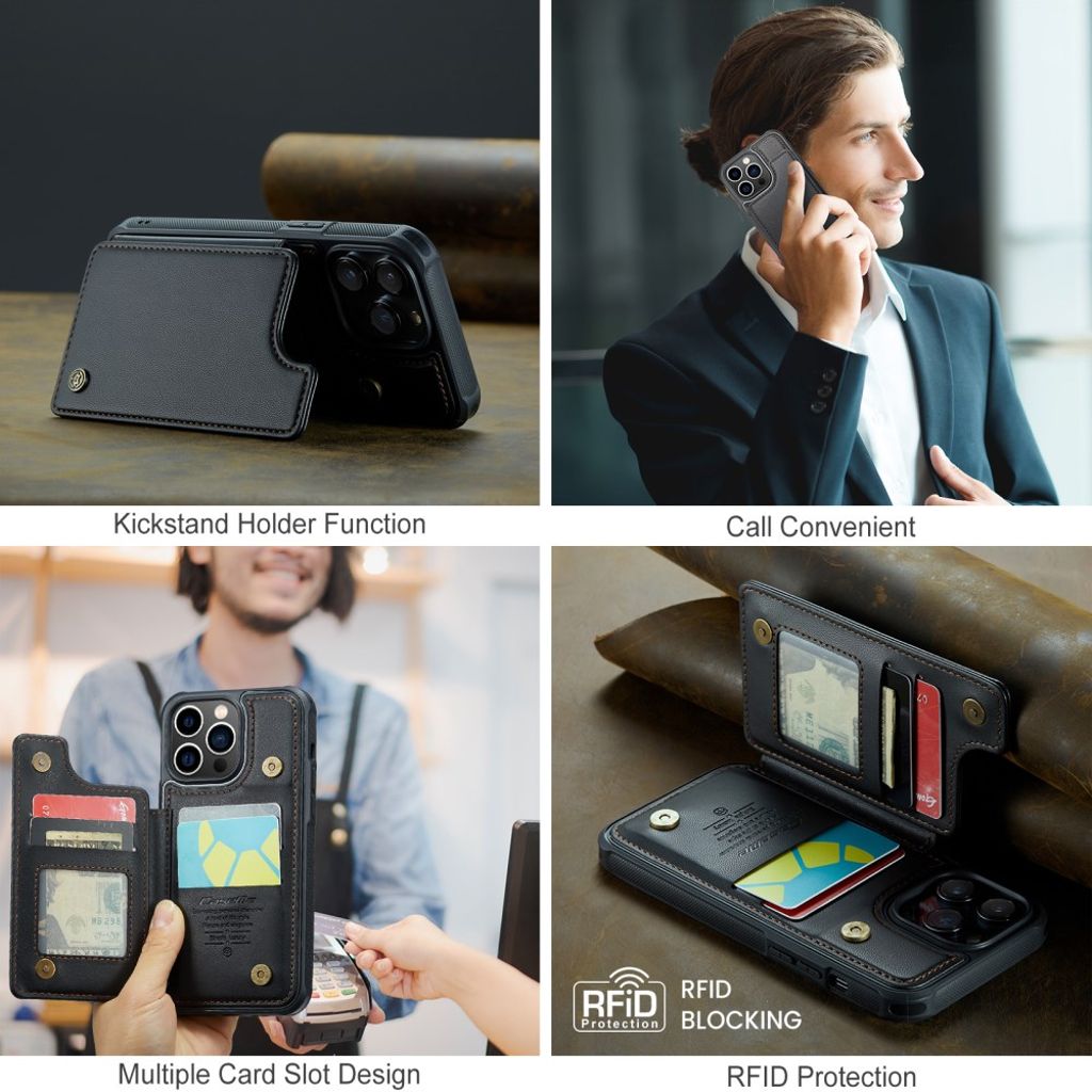 iPhone 13 Pro lompakkokuori CASEME C22 RFID-estävä – Musta