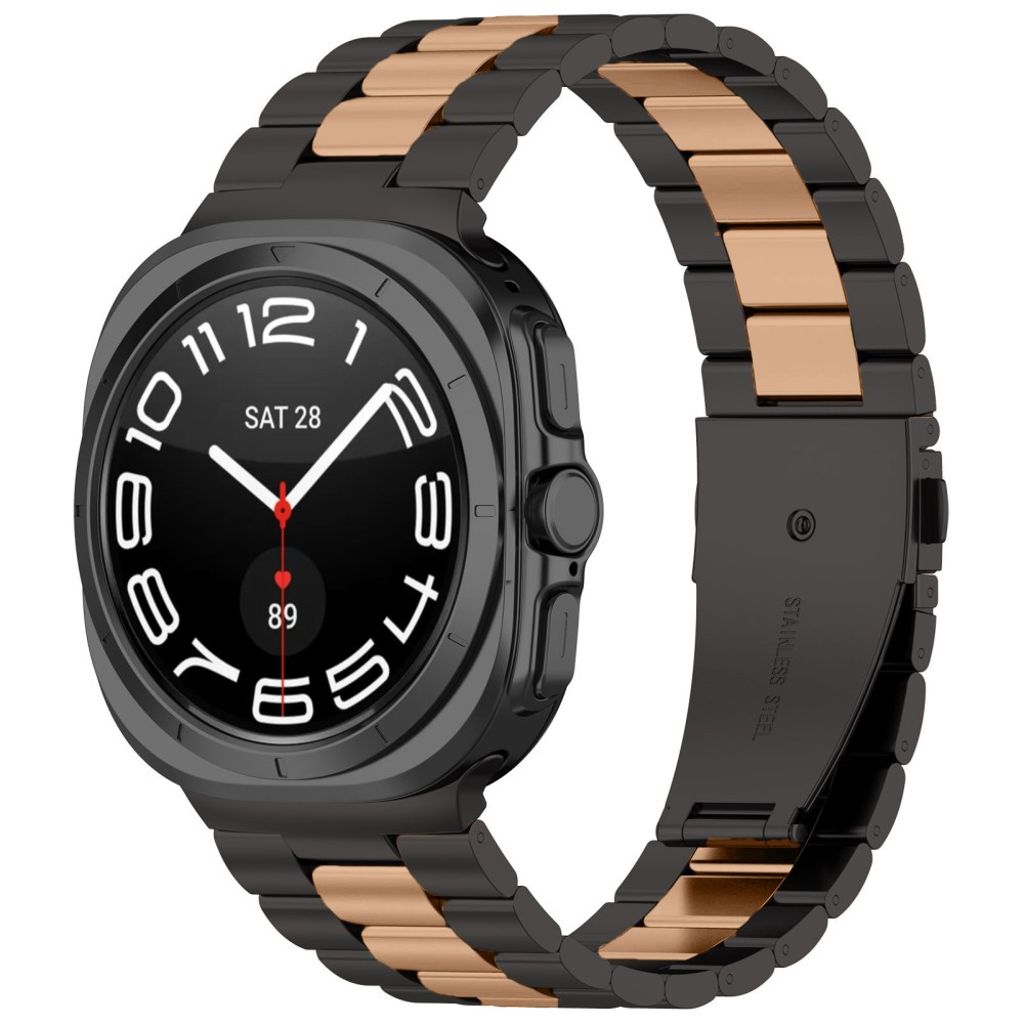 Samsung Galaxy Watch8 Urrem Rustfrit Stål – Sort / Rosaguld