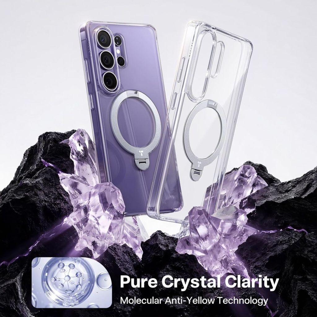 TORRAS Samsung Galaxy S26 Ultra MagSafe-yhteensopiva Kuori 360° Sormusteline - Läpinäkyvä