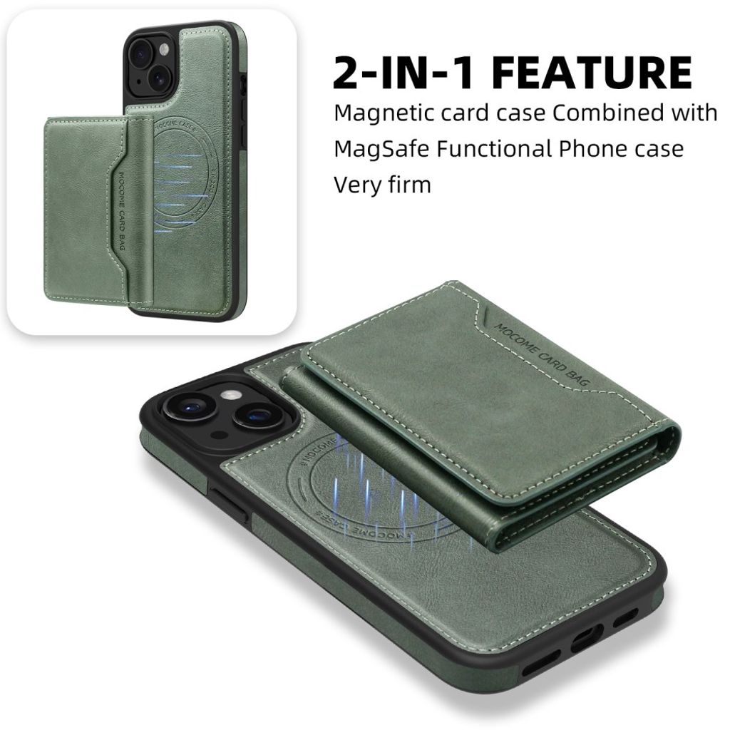 iPhone 15 Wallet Case MagSafe Compatible – Dark Green