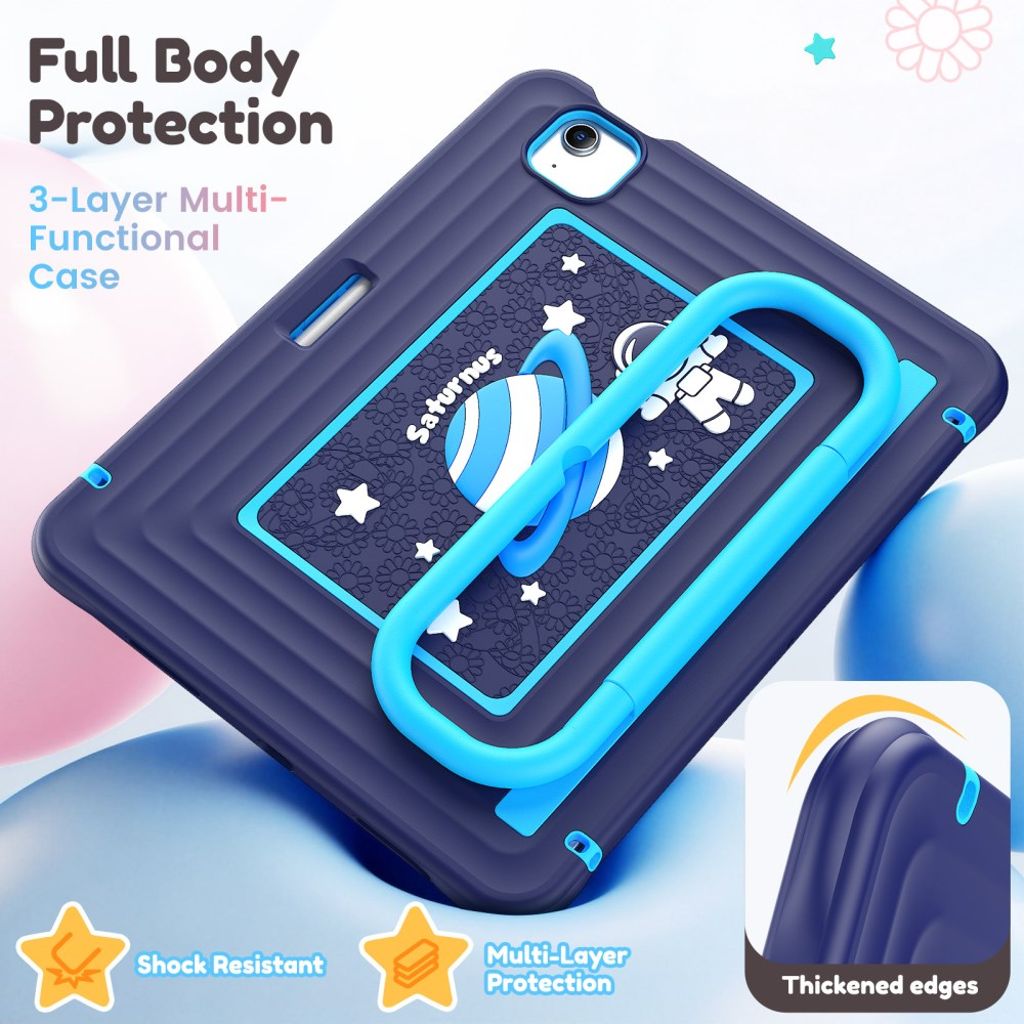 Lasten kuori jalustalla iPad Airille/Prolle 11" - sininen