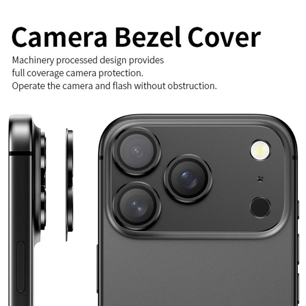 iPhone Air alumiiniseos ja karkaistusta lasista valmistettu linssisuoja - musta
