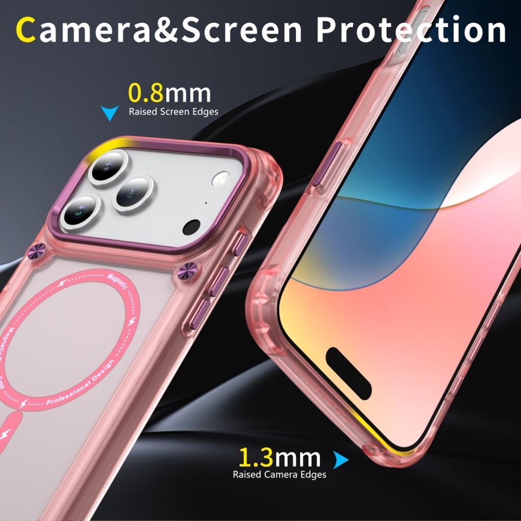 iPhone 17 Pro MagSafe-yhteensopiva Kuori - läpinäkyvä pinkki