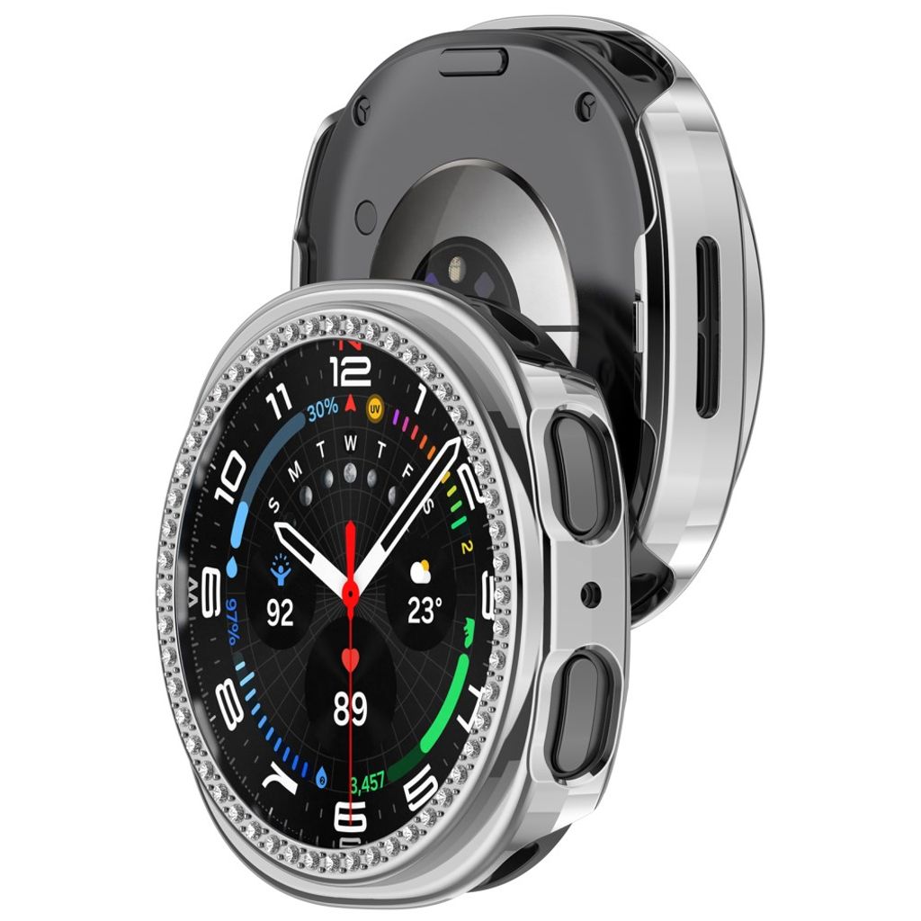 Samsung Galaxy Watch9 44mm Deksel med rhinsteiner - Sølv