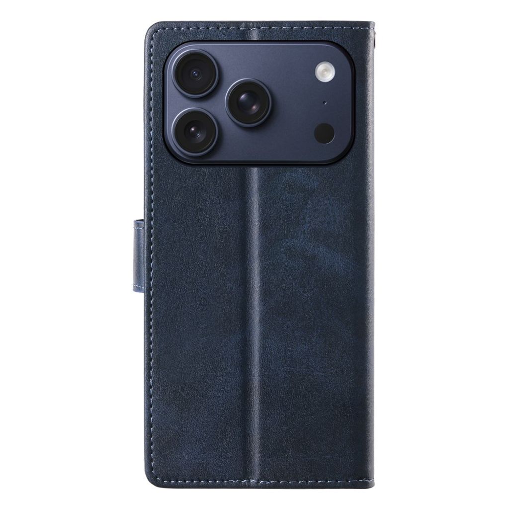 iPhone 18 Pro/17 Pro Plånboksfodral PU-läder med handledsrem – Blå