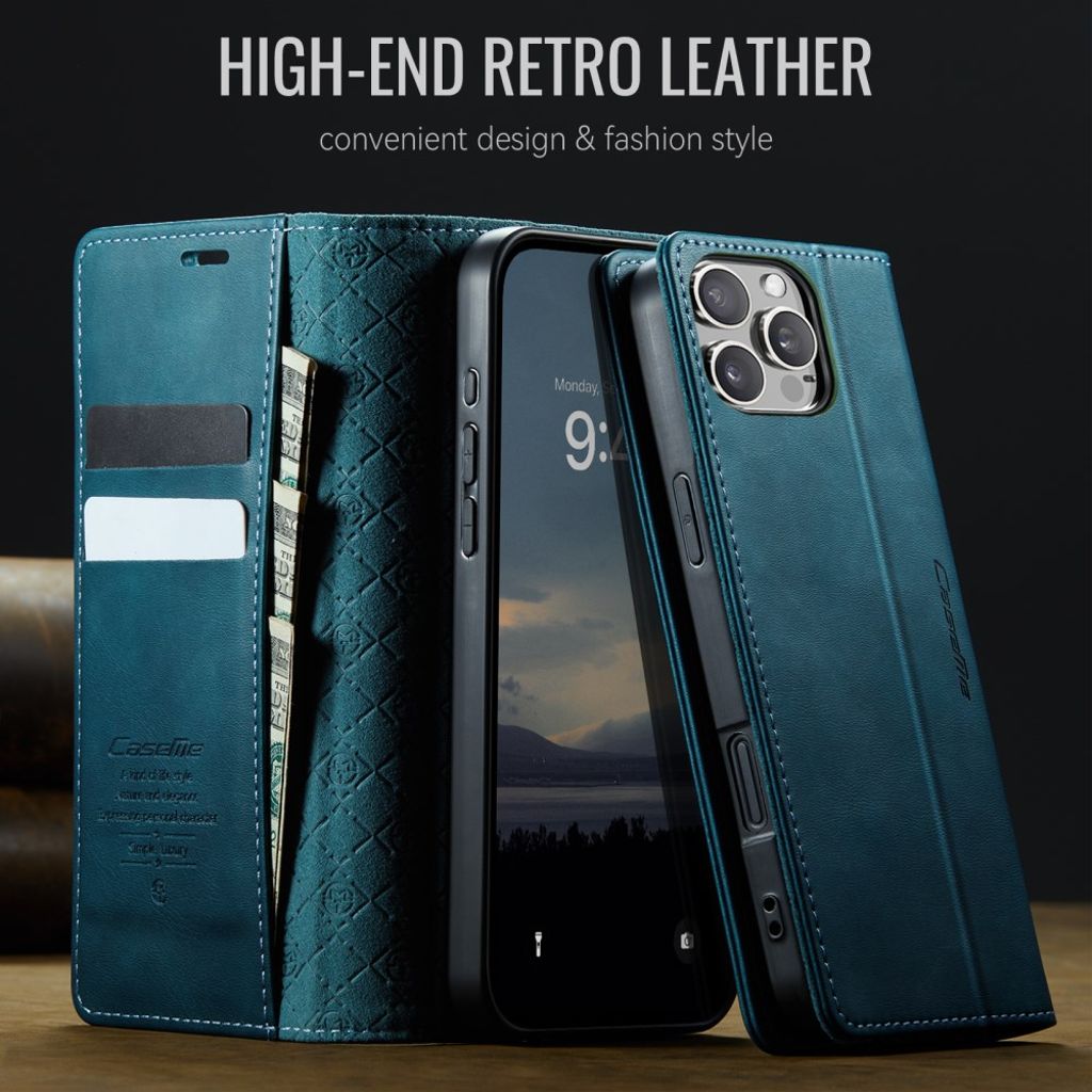 CASEME iPhone 16 Pro Max RFID Blocking Wallet Cover with Stand – Green