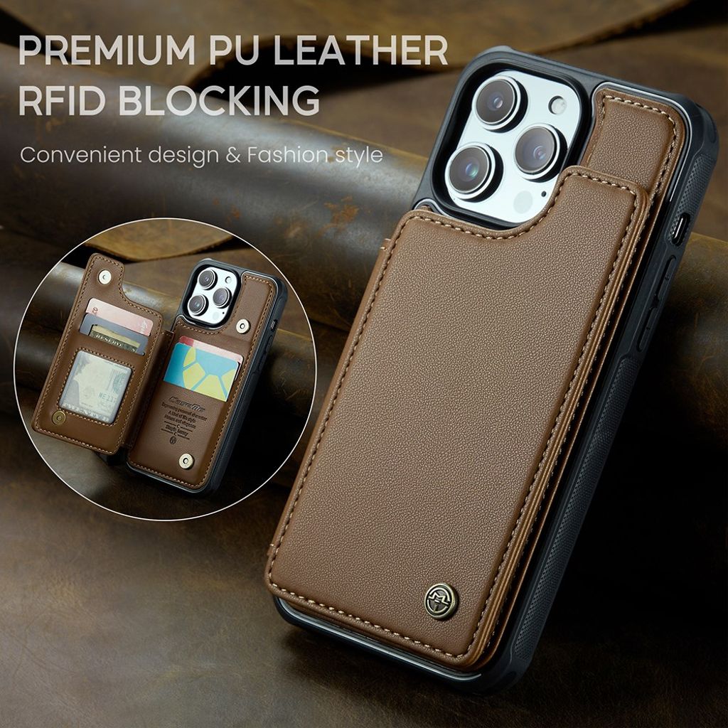 iPhone 13 Pro CASEME C22 Lompakkokuori RFID-estolla - Ruskea