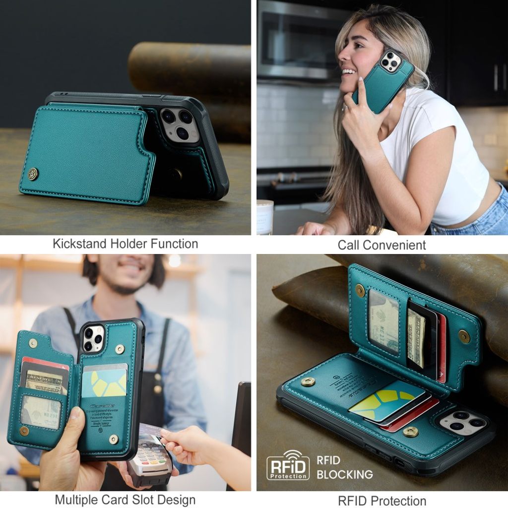 CASEME iPhone 11 Pro Cover med 5 Kortplads - Grøn