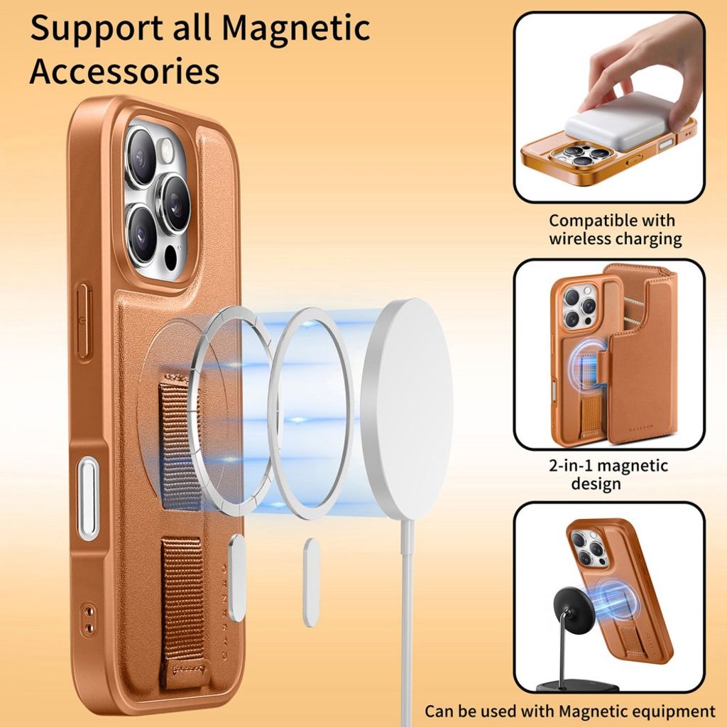 Caseneo iPhone 16 Pro Max Plånboksfodral RFID-blockerande – Brun