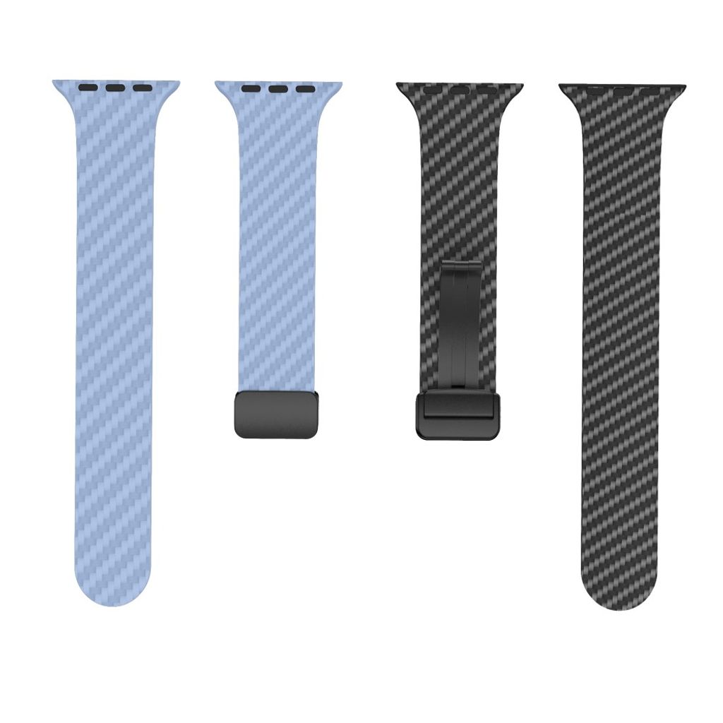 Apple Watch 42 / 41/ 40 / 38mm Klockarmband kolfibertextur - Ljusblå/Svart