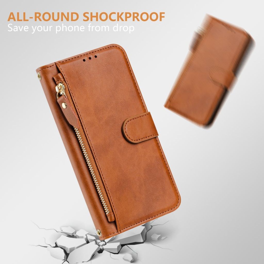 Xiaomi 17T Pro Lompakkokotelo vetoketjulla - Ruskea