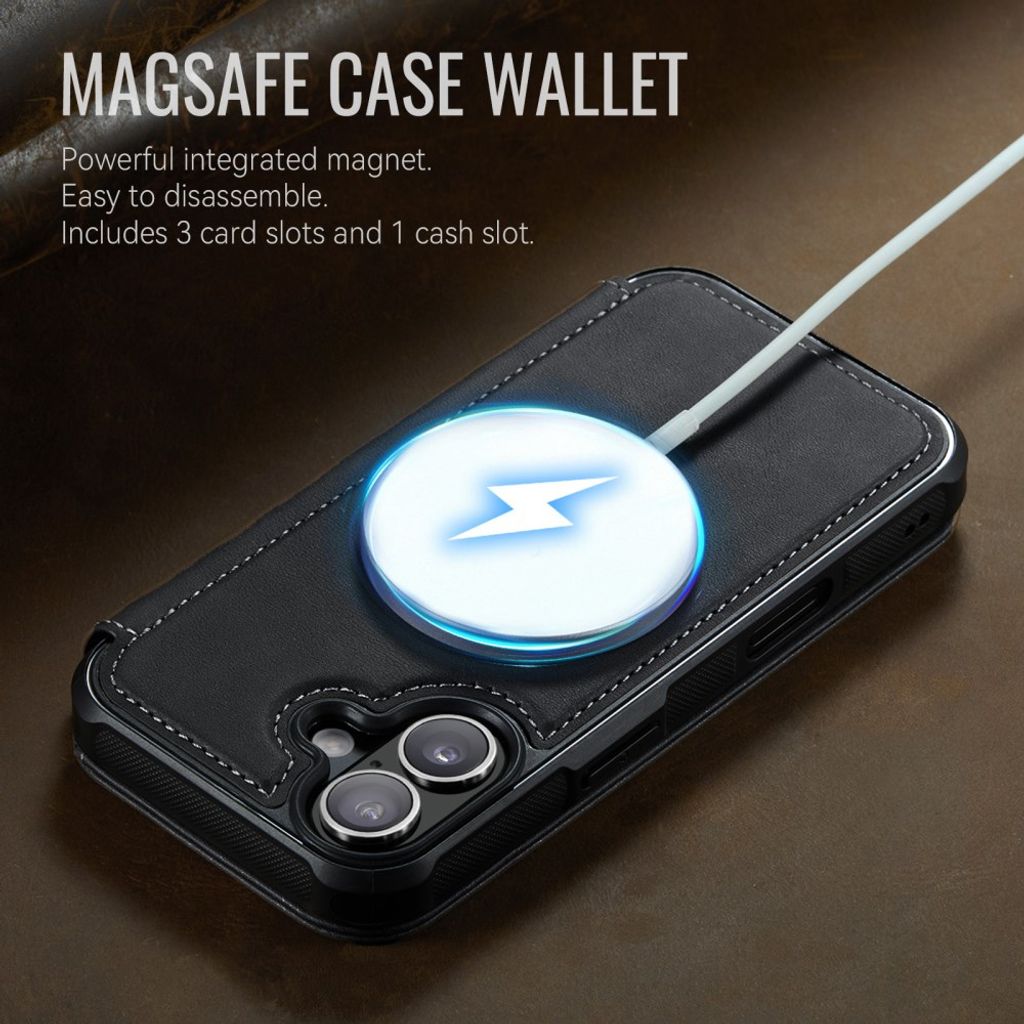 CASEME 053 iPhone 17 Lompakkokotelo MagSafe RFID-estävä - Musta