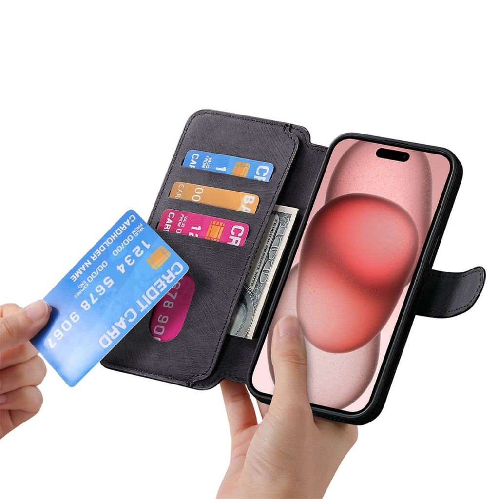 CASENEO iPhone XS Max Magnetisk Pungcover med Stativ – Sort