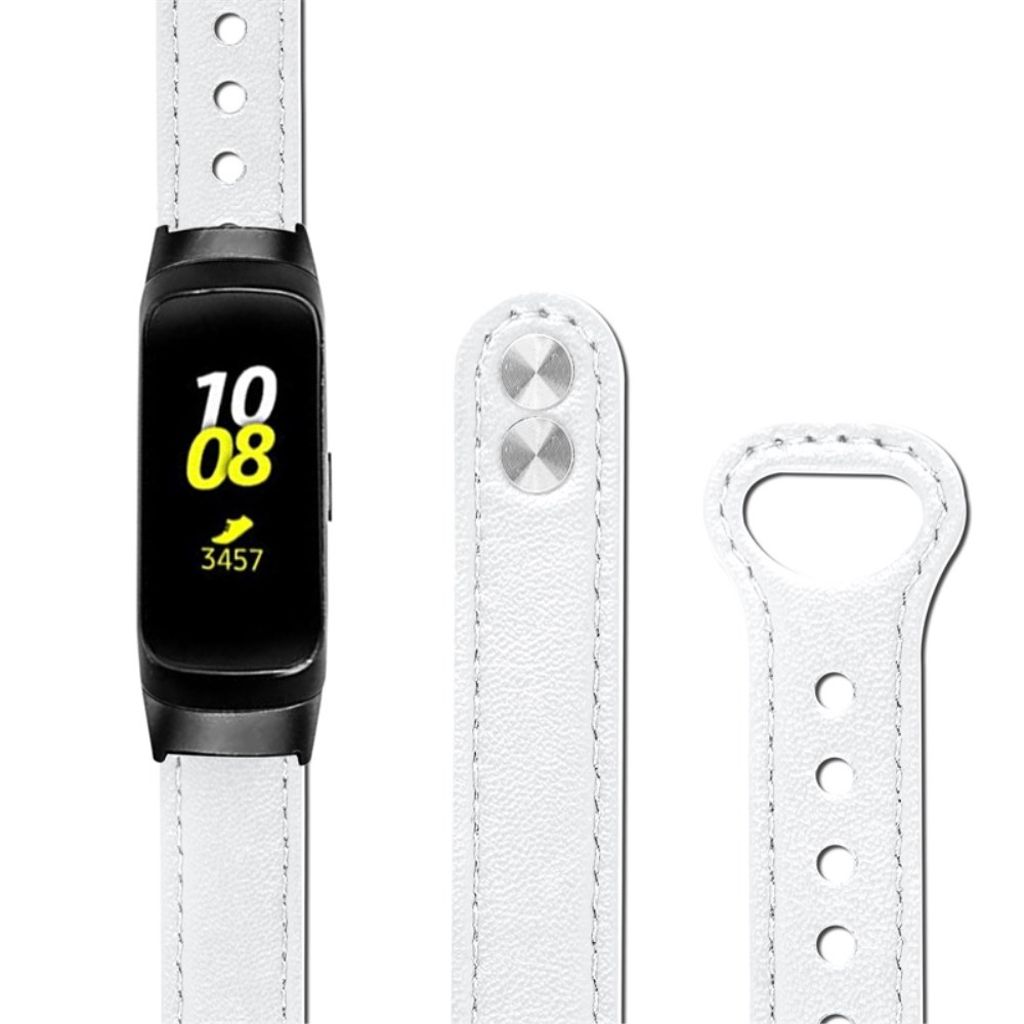 Samsung Galaxy Fit SM-R370 Urrem Ægte Læder – Hvid