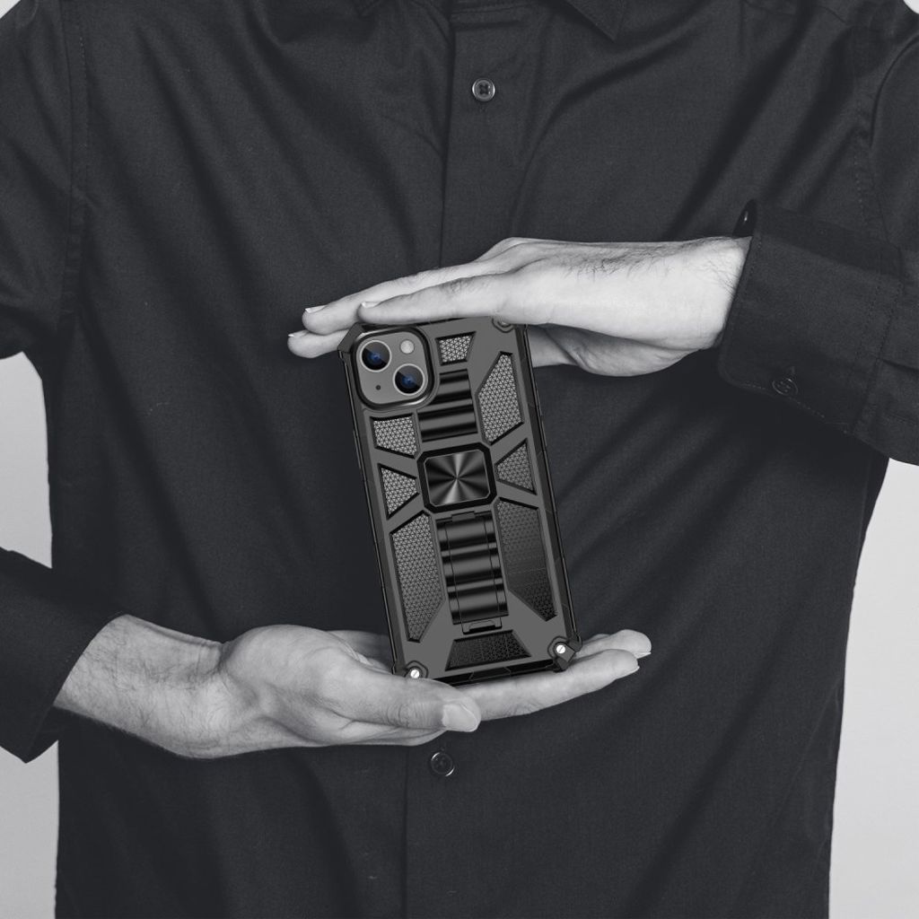 iPhone 14 Plus Deksel med Stativ – Svart