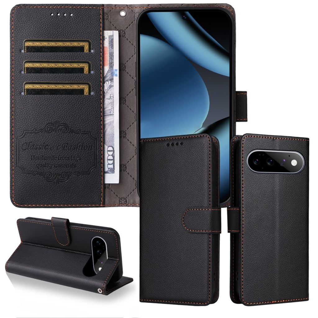Google Pixel 11 Pro/11 Plånboksfodral RFID-blockerande 3 Kortfack PU-läder - Svart