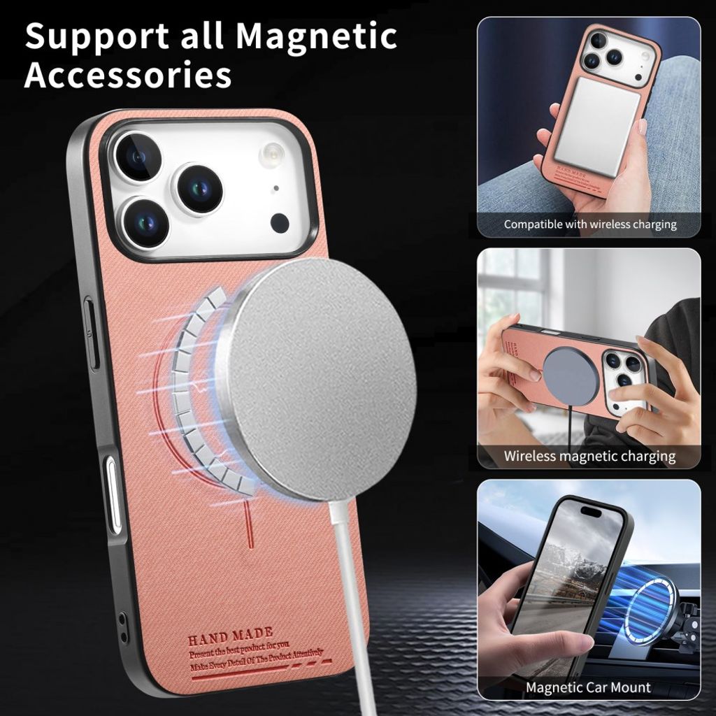 iPhone 18 Pro & iPhone 17 Pro Cover MagSafe kompatibel Tekstilstruktur - Lyserød