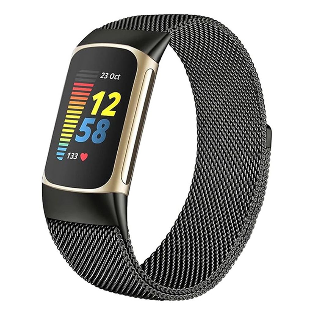 KALEBOL Fitbit Charge 6/5 Kellonranneke, Ruostumaton teräs - musta
