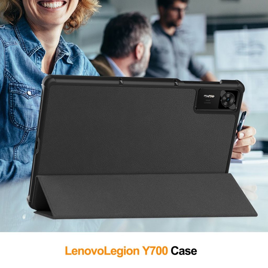 Lenovo Legion Y700 Gen 4 Etui Støtsikker PU-lær Tri-Fold - Svart
