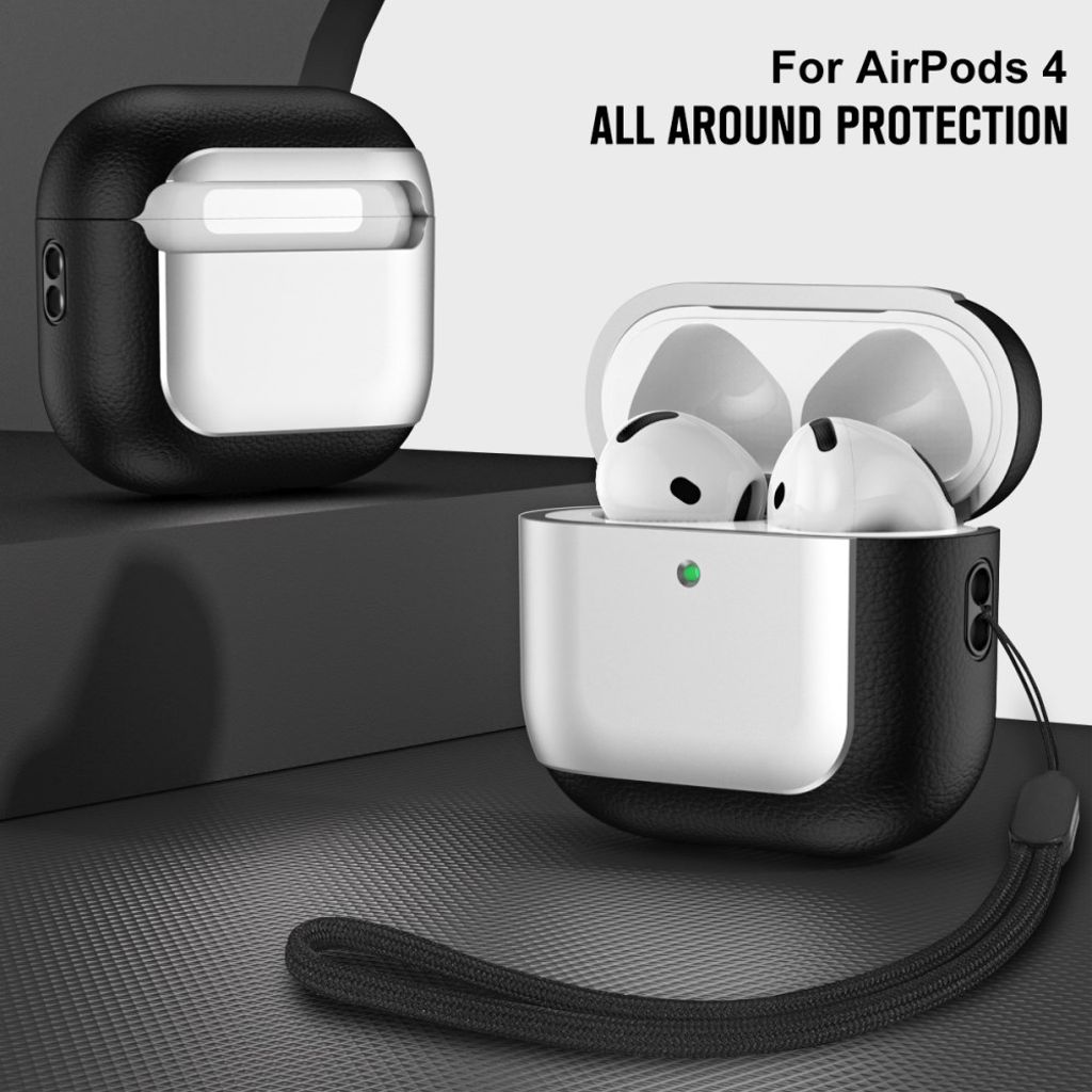 AirPods 4 TPU Skal Stötsäker med Bärrem - Silver