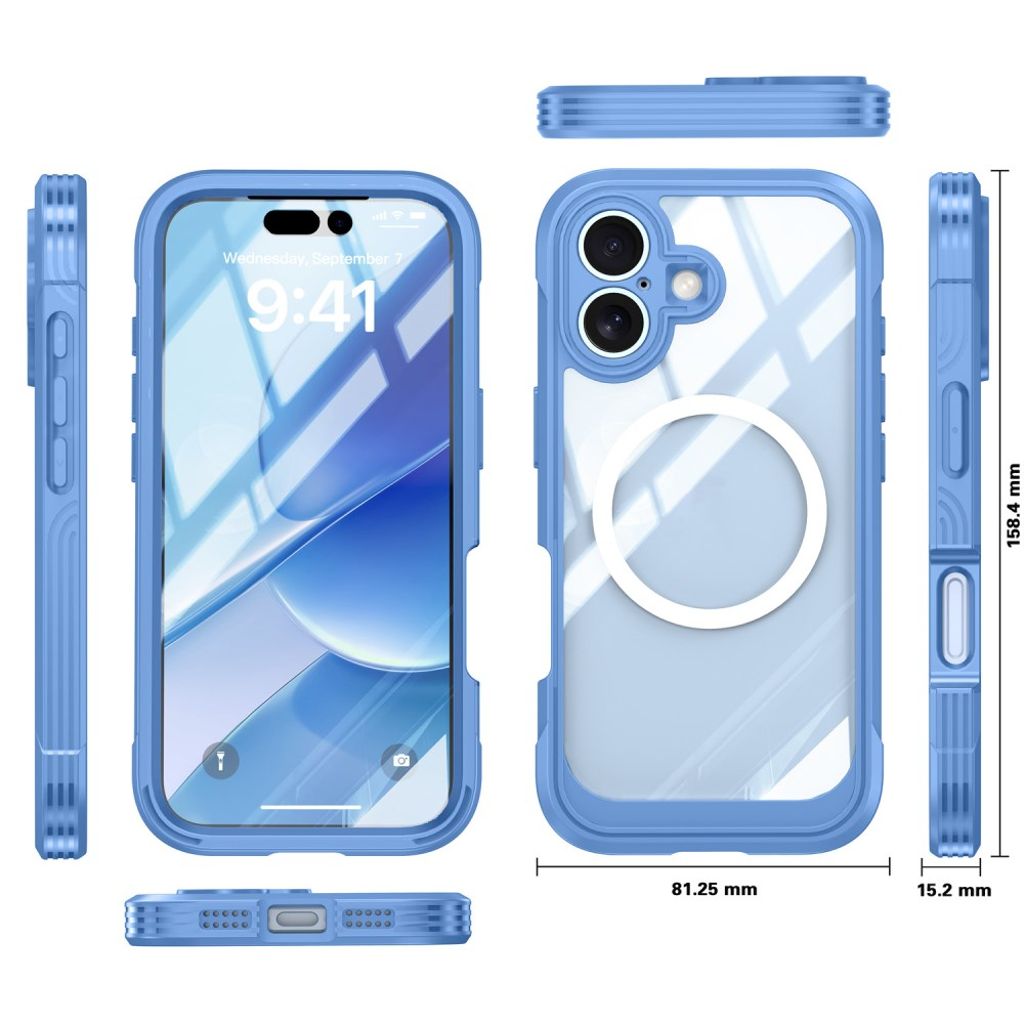 iPhone 17 Kuori + Näytönsuoja - Sininen