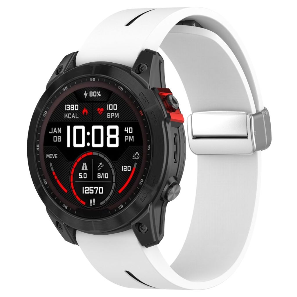Garmin Fenix 7S etc. Watch Strap in Silicone - White