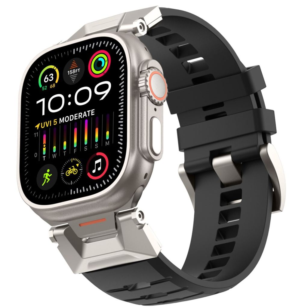 AHASTYLE WE30 Apple Watch 49/46/44/42mm Klockarmband i Fluorgummi - Svart