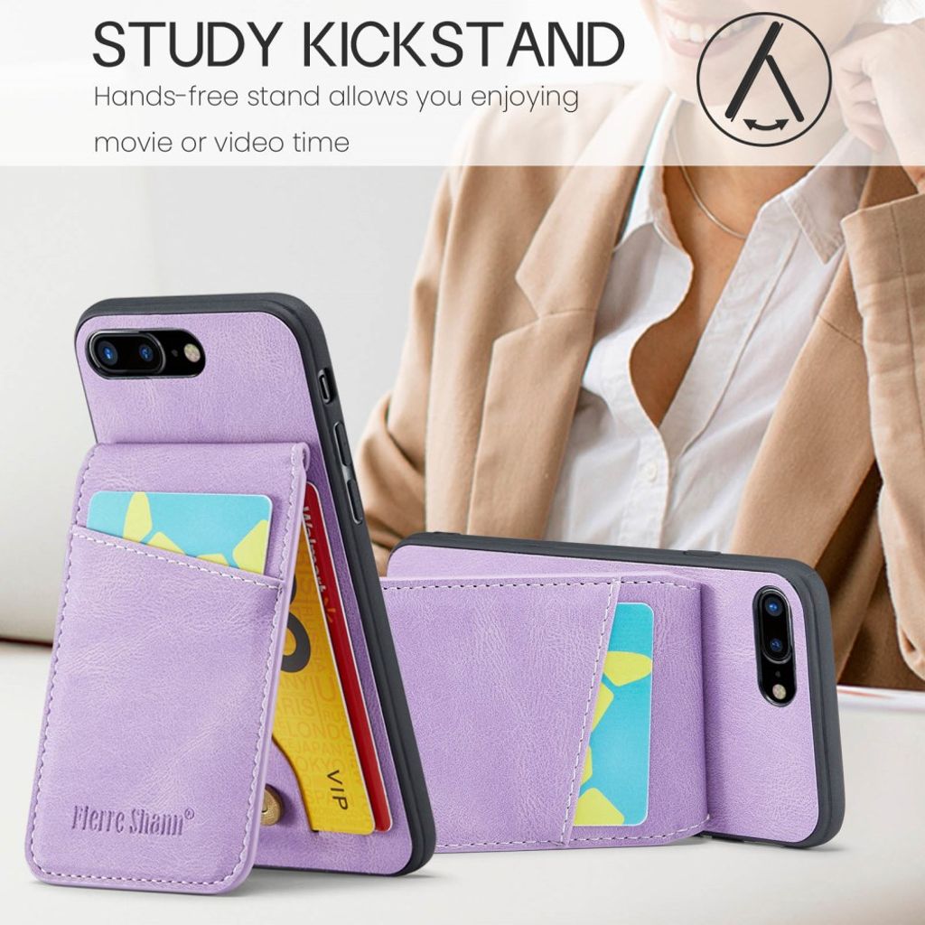 FIERRE SHANN iPhone 7 Plus / 8 Plus Skal med Kortfack - Lila