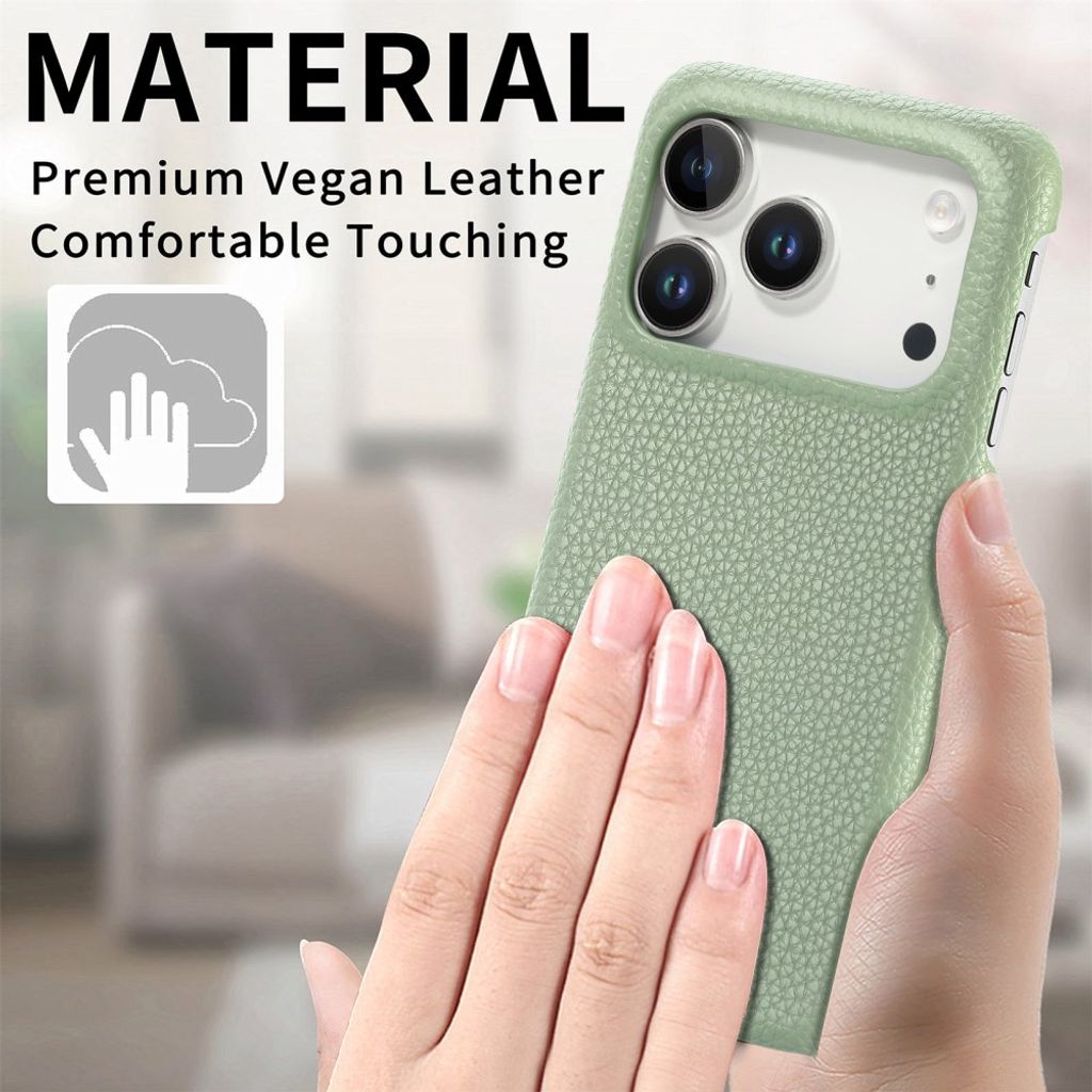 iPhone 17 Pro Max Deksel PU-lær Litchi-struktur – Grønn