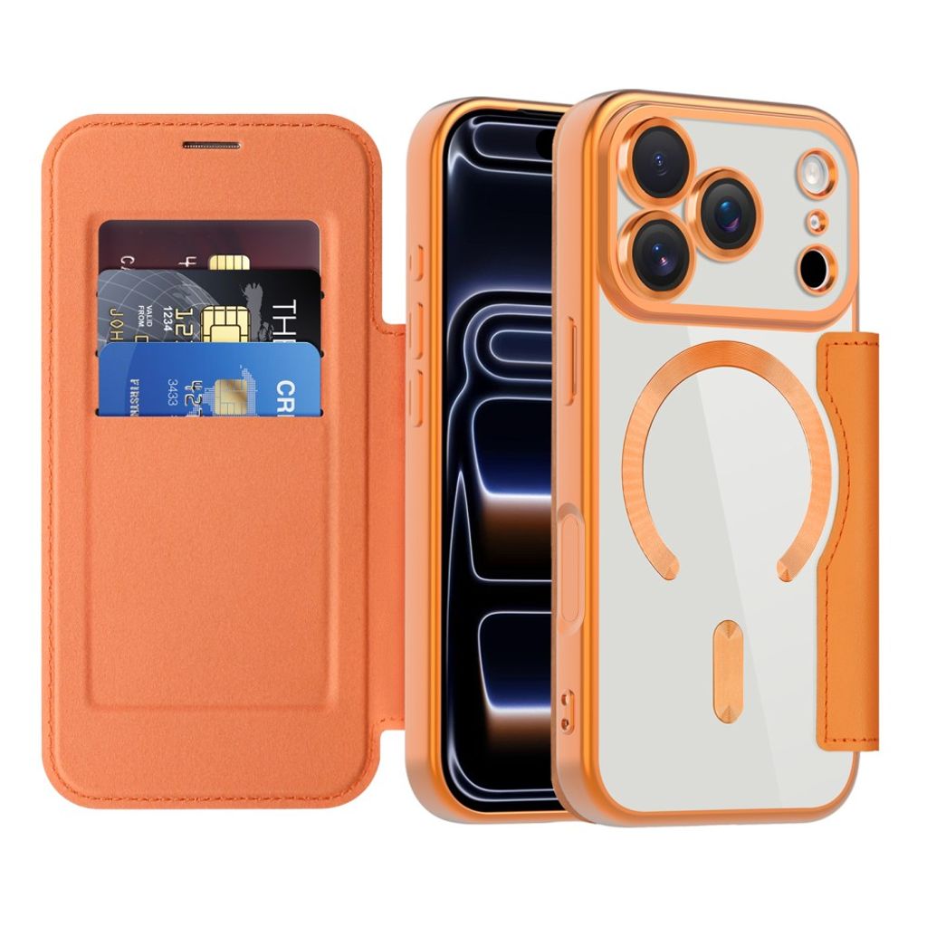 iPhone 17 Pro MagSafe RFID-blokerende Pungetui Pu Læder - Orange