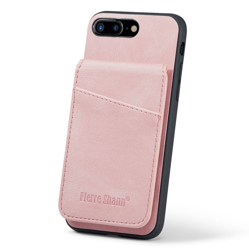 FIERRE SHANN iPhone 7 Plus / 8 Plus Cover med Kortplads - Lyserød