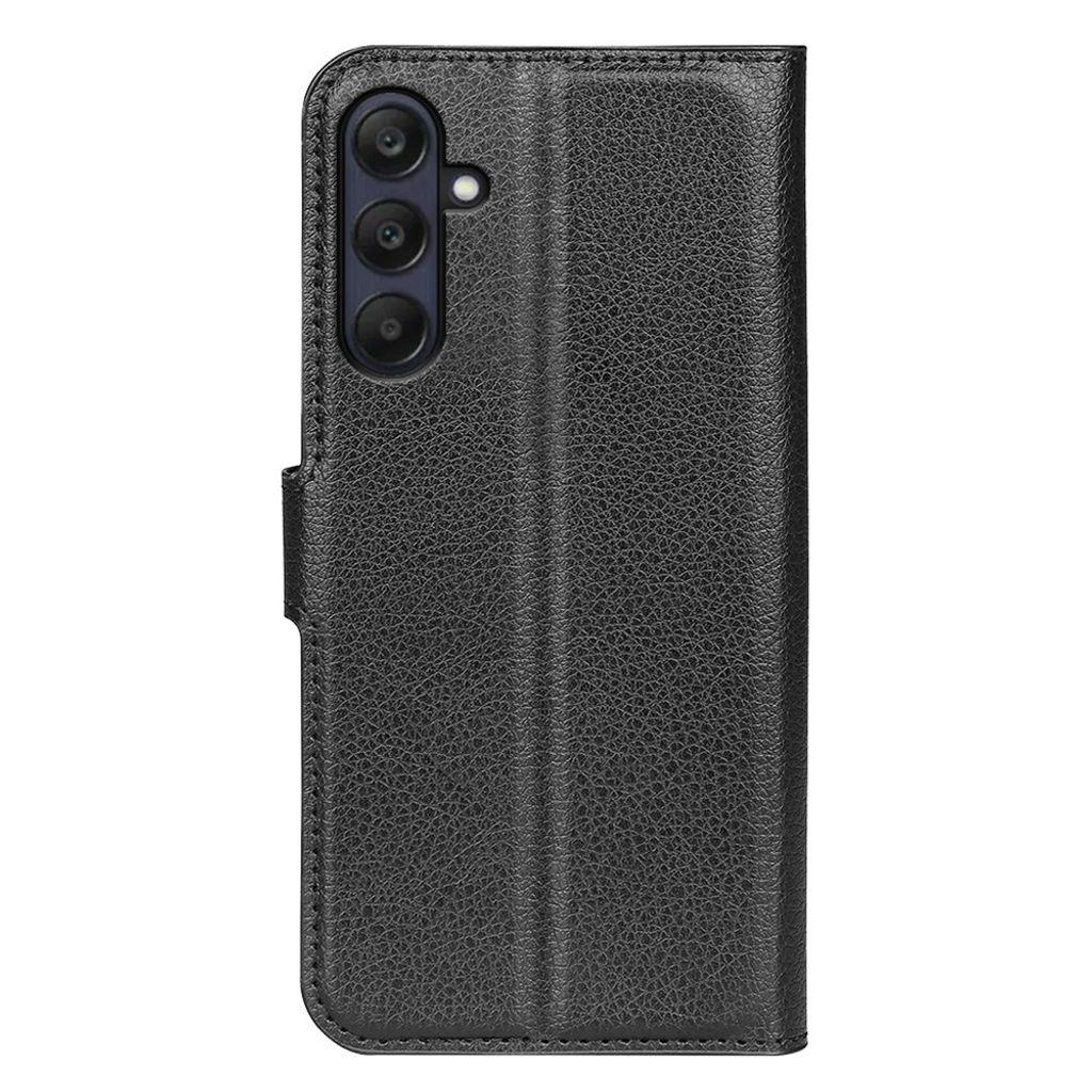 Samsung Galaxy A26 5G Lompakkokotelo Litchi-kuvio PU-nahka – Musta
