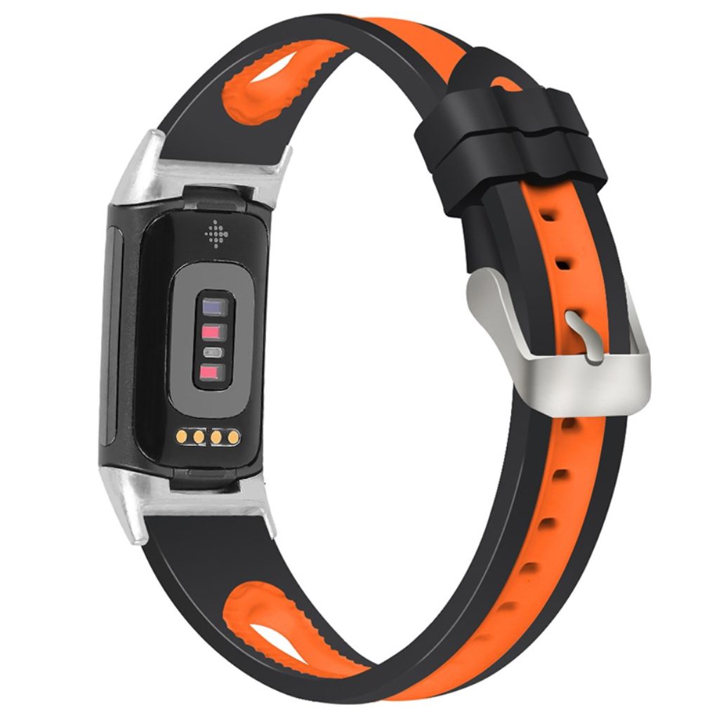 Fitbit Charge 6 / 5 Tofarget Klokkereim - Svart / Oransje