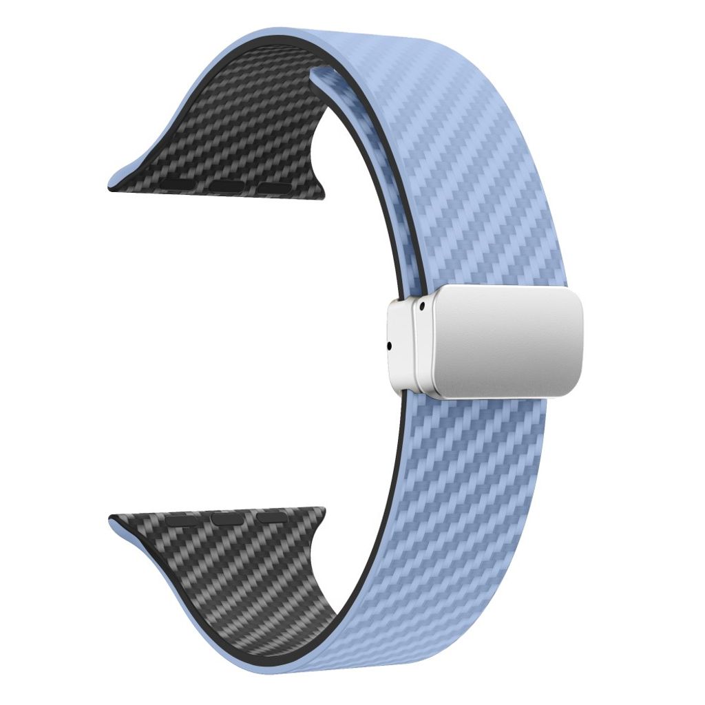 Apple Watch 42 / 41/ 40 / 38mm Klockarmband kolfibertextur - Ljusblå/Svart