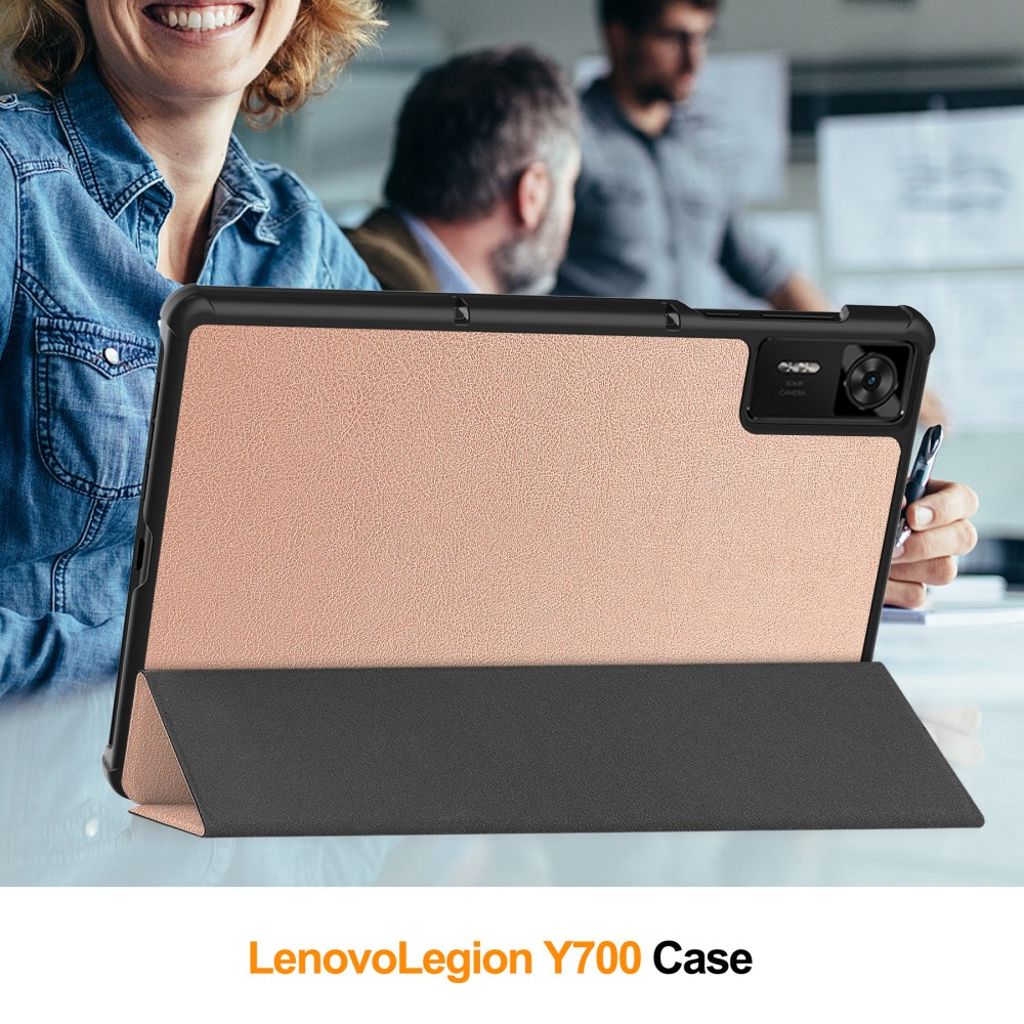 Lenovo Legion Y700 Gen 4 Etui Støtsikker Tri-Fold PU-lær - Rose gull