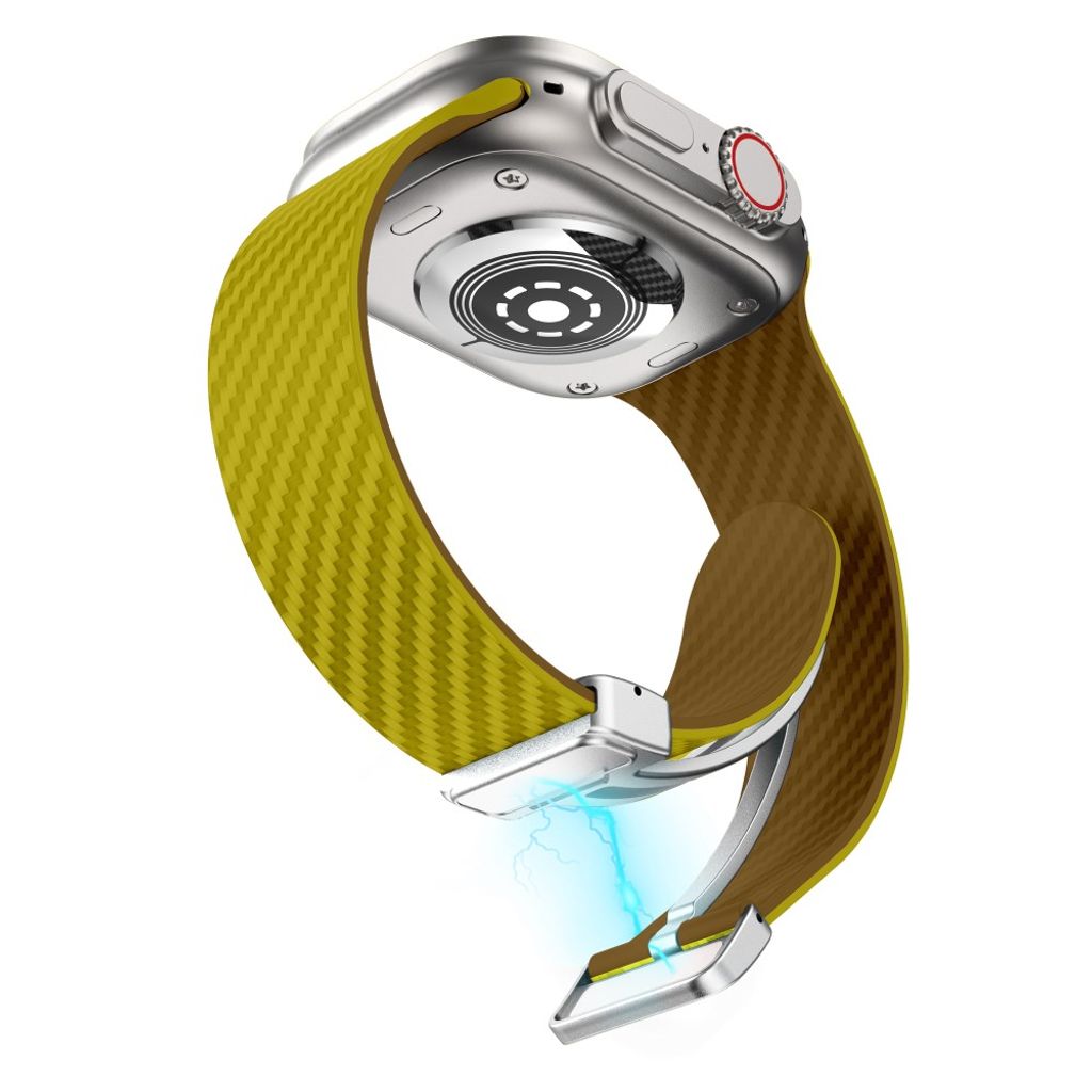 Apple Watch 42 / 41/ 40 / 38mm Klockarmband kolfibertextur - Gul/Brun