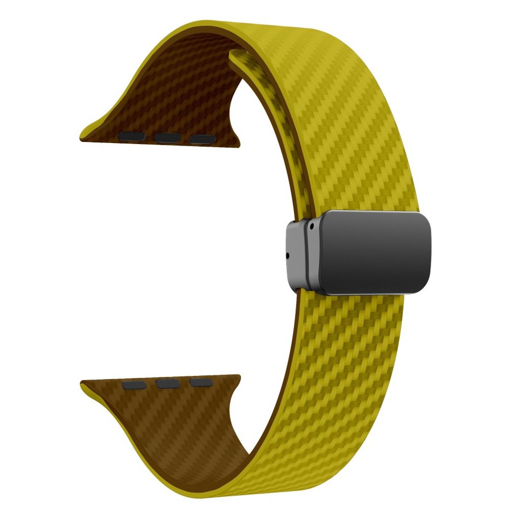 Apple Watch 42 / 41/ 40 / 38mm Klockarmband kolfibertextur - Gul/Brun