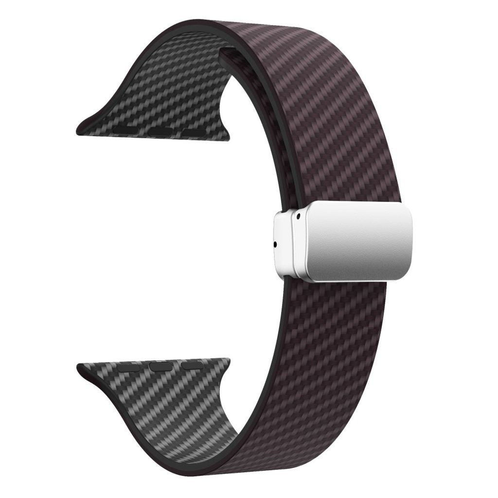 Apple Watch 42 / 41/ 40 / 38mm Klockarmband kolfibertextur - Mörkbrun/Svart