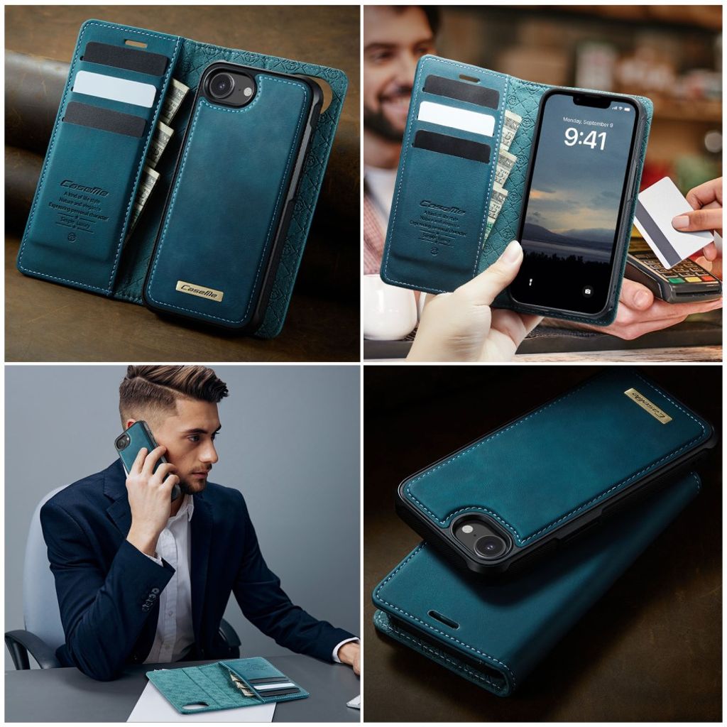 CASEME iPhone 16e Cover C49 MagSafe Detachable Wallet RFID Blocking – Green