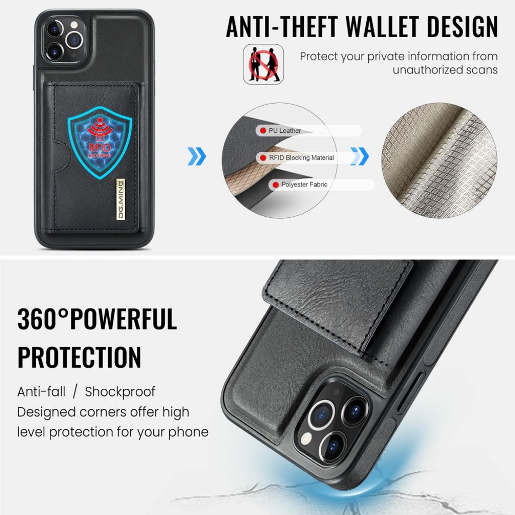 DG.MING iPhone 11 Pro Max Plånboksskal RFID-blockering – Svart