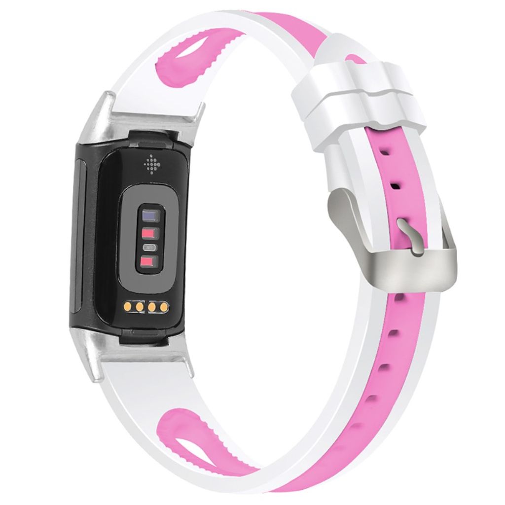 Fitbit Charge 6 / 5 Tofarget Klokkereim - Hvit / Rosa