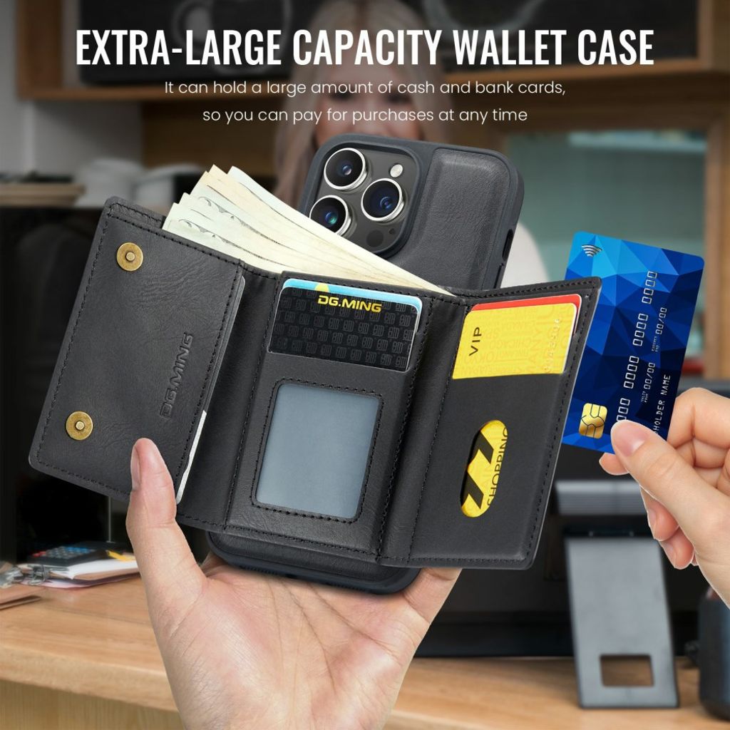 DG.MING iPhone 13 Pro Lompakkokuori Magneettinen RFID - Musta